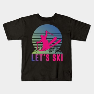 Vintage Ski Racing Retro Skiing Winter Sports Lovers Skier Kids T-Shirt